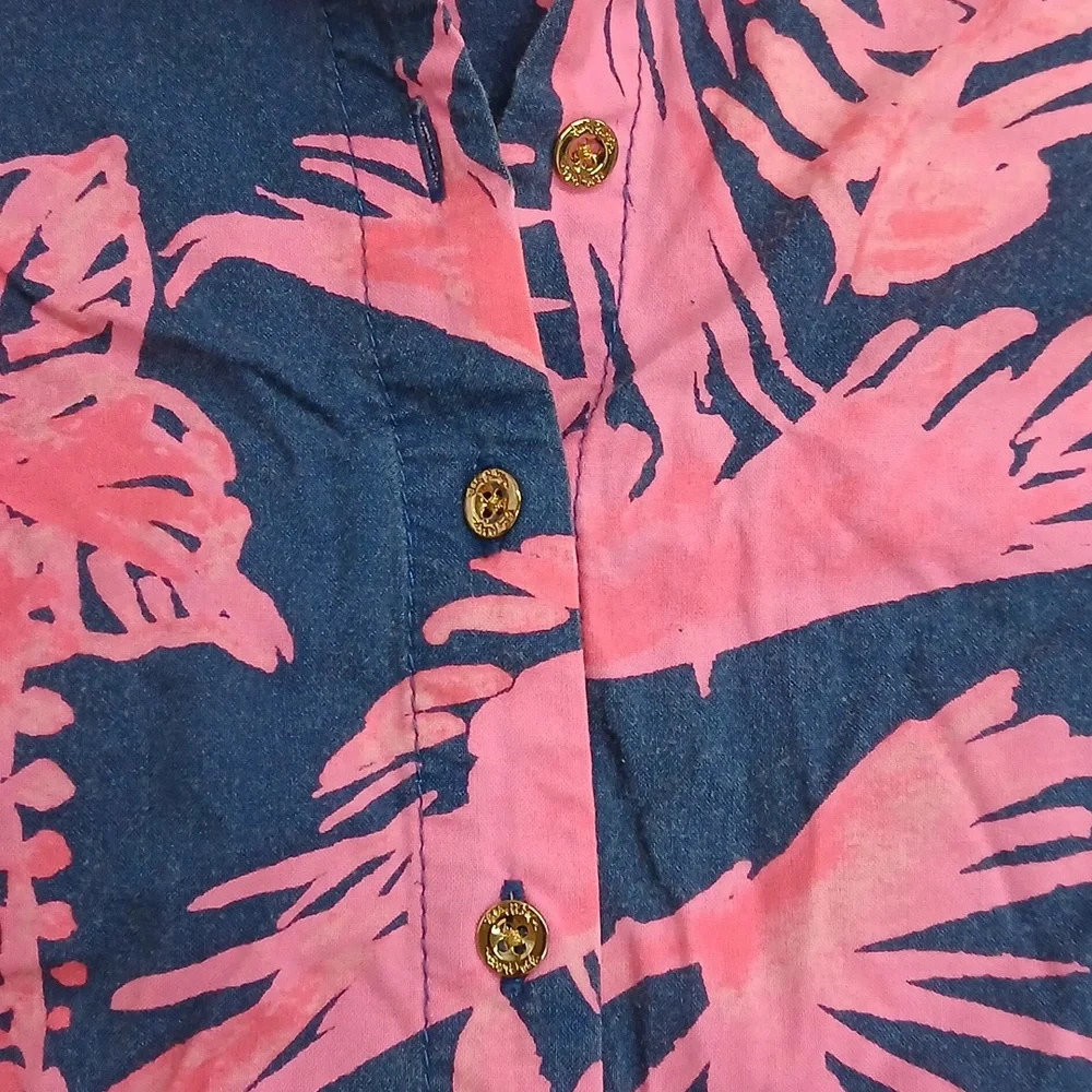 Lilly Pulitzer Lillith Tunic Dress XL Rayon Indigo Night 3/4 Roll Sleeve - Picture 5 of 8